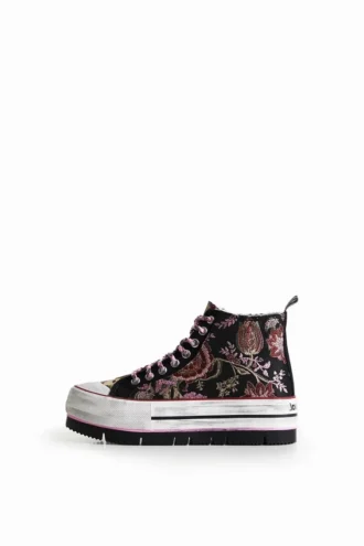 Höga sneakers med plattform och asiatiskt Patchwork
