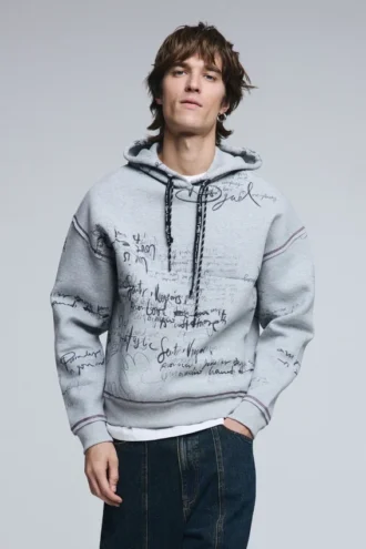 Huvsweatshirt med tryck