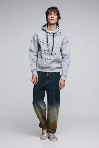Huvsweatshirt med tryck