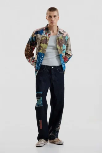 Jeans med orientaliskt tryck