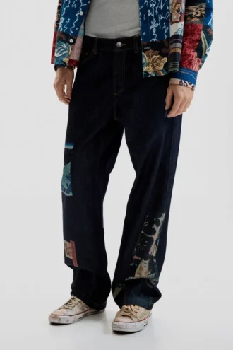 Jeans med orientaliskt tryck
