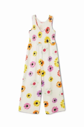 Jumpsuit med remmar och prästblommor