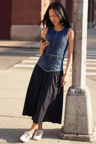 Kombinerad klänning i denim