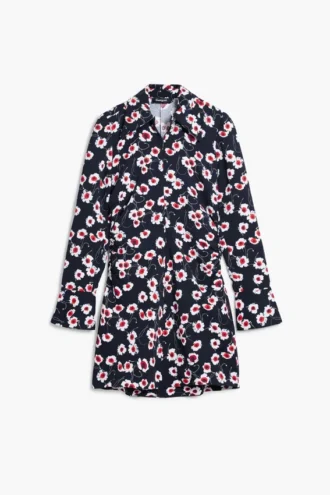 Kort blommig skjortklänning