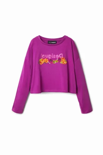 Kort T-shirt med blommor