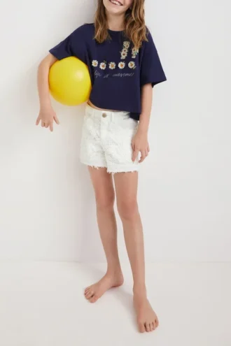 Kort T-shirt med prästkragar