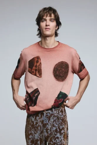 Kortärmad patchwork-T-shirt