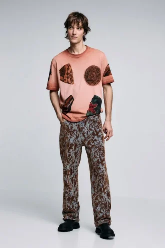 Kortärmad patchwork-T-shirt