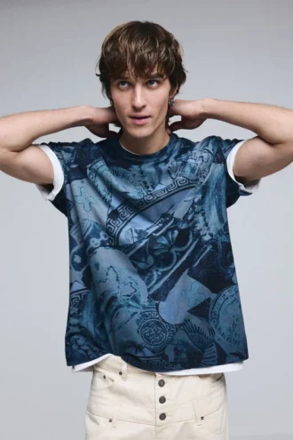 Kortärmad T-shirt med mosaikmönster