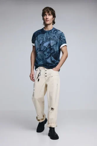 Kortärmad T-shirt med mosaikmönster