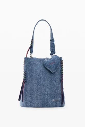 Liten ryggsäck i denim med hjärtmotiv