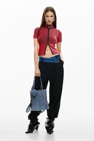 Liten ryggsäck i denim med hjärtmotiv