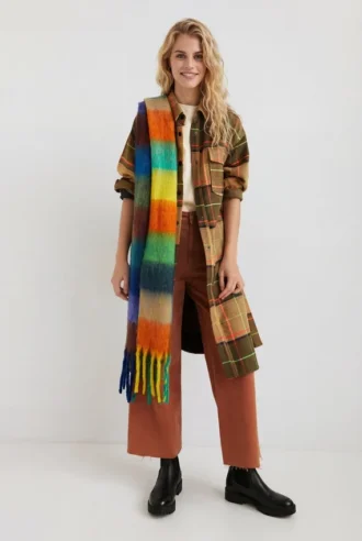 Lång kappa i tartan
