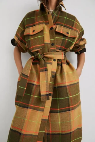 Lång kappa i tartan