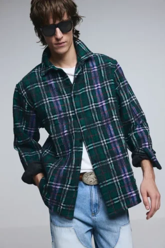 Långärmad rutig overshirt