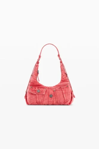 Medium axelväska i denim