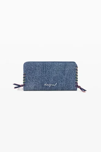 Medium plånbok i denim med hjärtmotiv