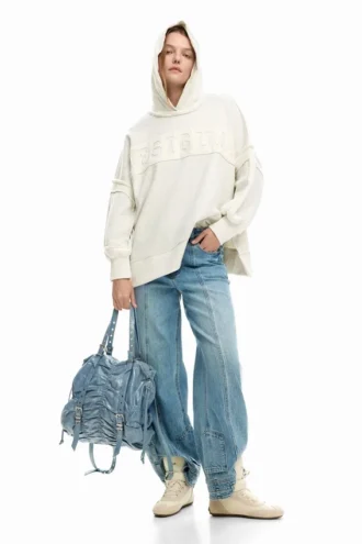 Medium ryggsäck i rynkad denim