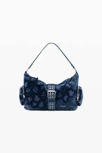 Medium väskor i denim med blommönster