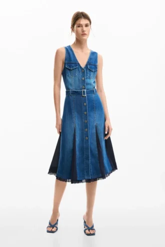 Midi-klänning i denim