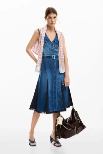 Midi-klänning i denim