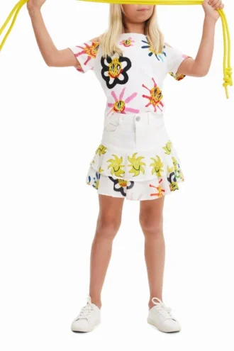 Mini-jeanskjol med volanger