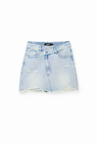 Minikjol i denim med korsad midja