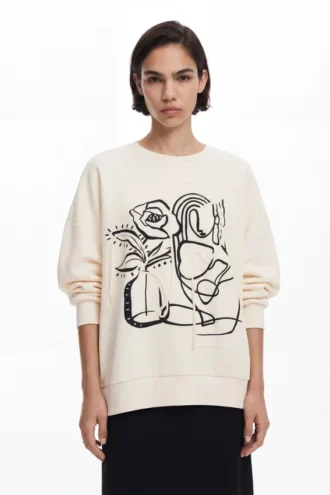 Oversized-Sweatshirt med blommönster