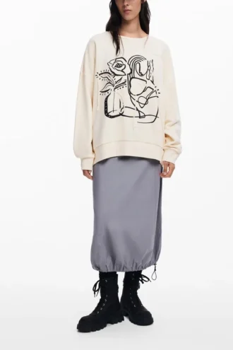 Oversized-Sweatshirt med blommönster