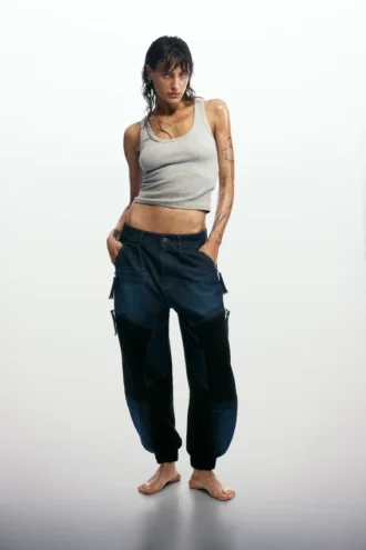 Patchwork-jeans-byxor