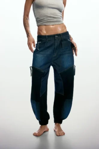 Patchwork-jeans-byxor