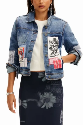 Patchwork-jeansjackor med Musse Pigg