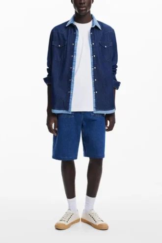 Patchwork-jeansskjorta