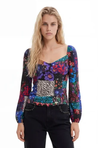 Patchwork-korsettblus