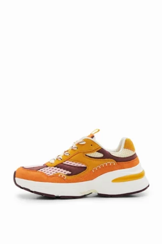 Patchwork-Sneakers i spaltläder