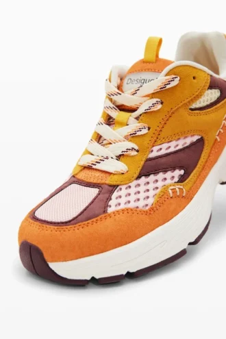Patchwork-Sneakers i spaltläder