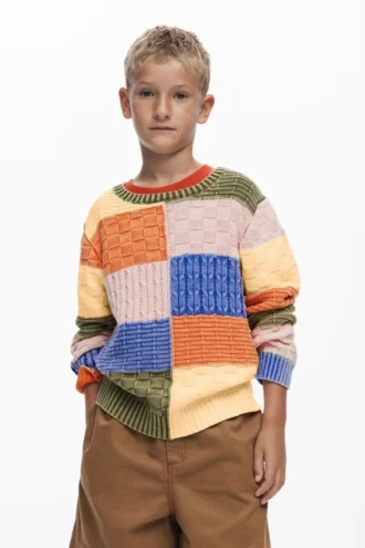 Patchwork-stickad tröja