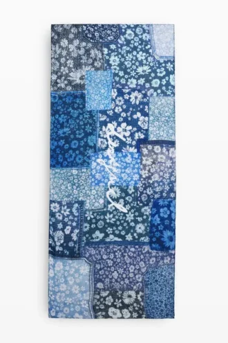 Rektangulär halsduk med denimlappar