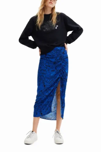 Smal midilång kjol med slits